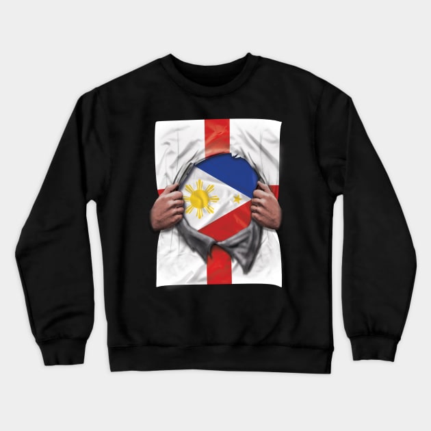 Philippines Flag English Flag Ripped - Gift for Filipino From Philippines Crewneck Sweatshirt by Country Flags